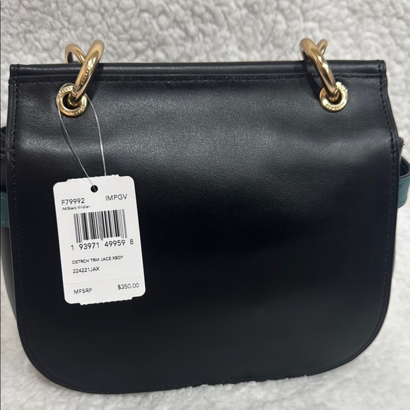 Coach Saddle Black and green ostrich Women's Bag - Picture 4 of 7